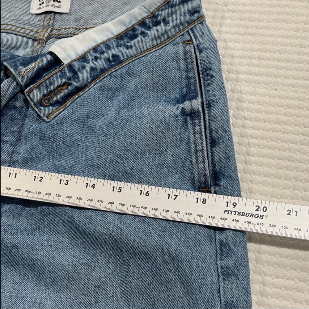 EB Denim Fold Over Waist Wide Leg Jeans street style USA actual sz 28 grunge - Picture 6 of 15
